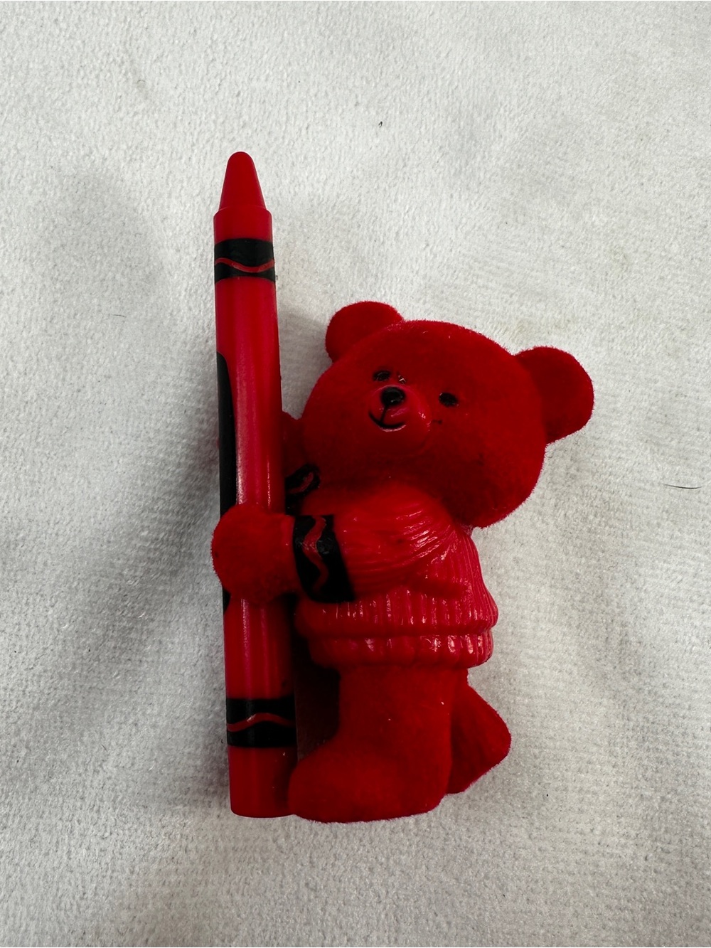Crayola Vintage Felt Bear Crayon Flocked Vintage Miniature Figure Rare Teddy